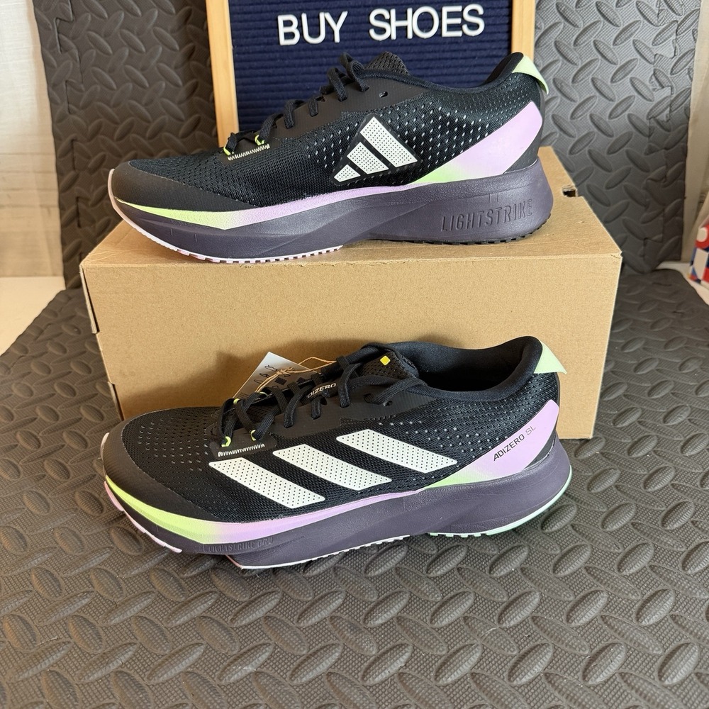Adidas Adizero SL W Running Sneakers Black Green Spark IG8197 Women's Size 10